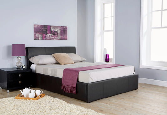 Ascot Faux Leather Ottoman Bed - Available In 2 Sizes
